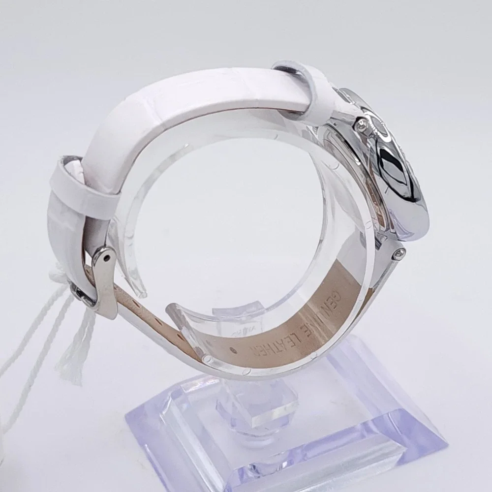 Invicta Celestial 70352 Womens Watch Silver Crystal White Leather 30mm New